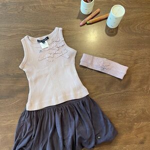 Lili Gaufrette Lace Bow Detail Top and Bubble skirt